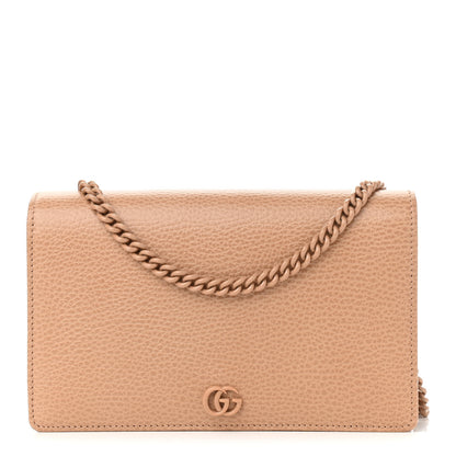 Gucci Dollar Calfskin Enamel Monochrome Mini GG Marmont Chain Wallet Camelia 1 of 11