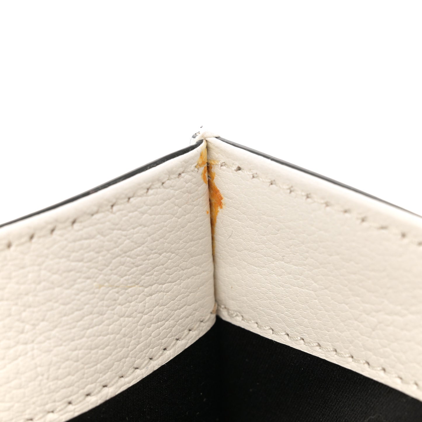 Goatskin Resin Madras Chain Shoulder Bag White