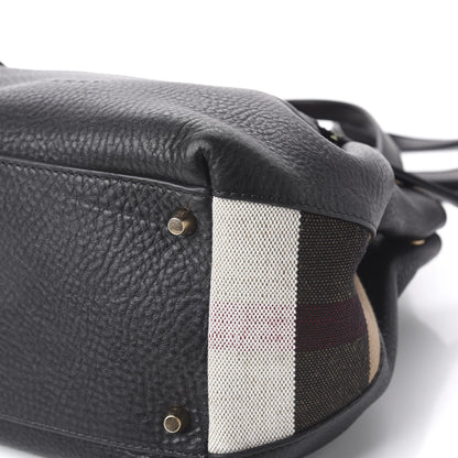 Burberry Grainy Calfskin House Check Small Maidstone Black 9 of 11