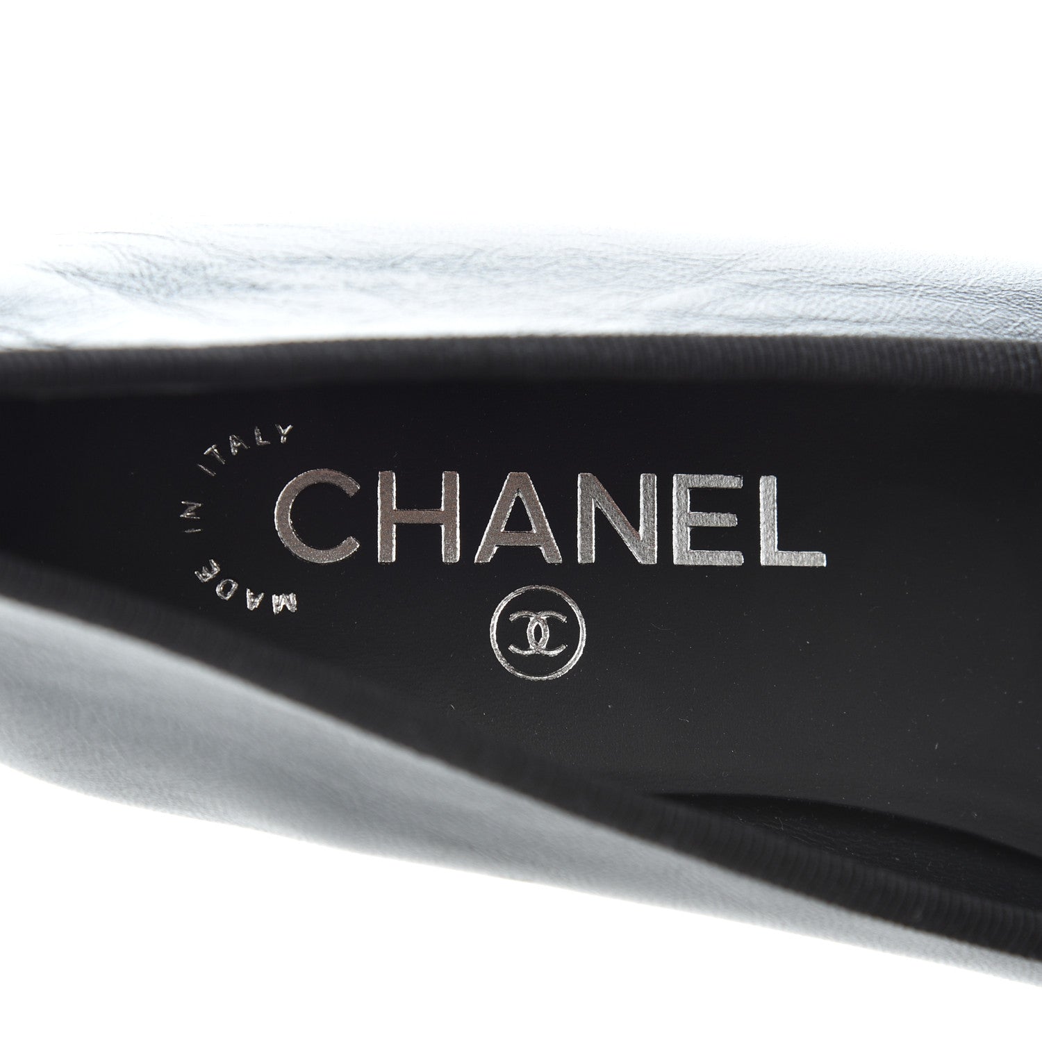 Chanel Pearly Calfskin Patent Cap Toe Ballerina Flats 39 Black 7 of 10