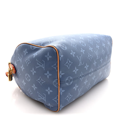 Louis Vuitton Calfskin Monogram Speedy P9 Bandouliere 30 Silk Blue 5 of 11