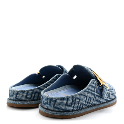 Fendi Denim Jacquard FF Womens Fendi Feel Buckled Mules 38 Blue 5 of 11
