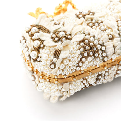 Alexander McQueen Embroidered Pearl Angel Knuckle Box Clutch Ivory Gold 10 of 15