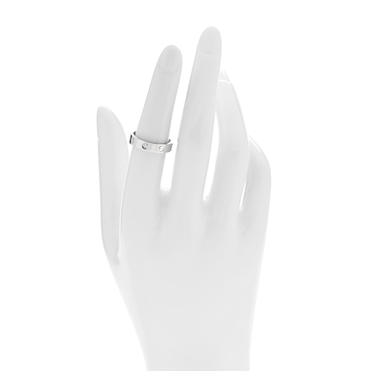 Cartier 18K White Gold Diamond 4mm LOVE Wedding Band Ring 52 6 2 of 4