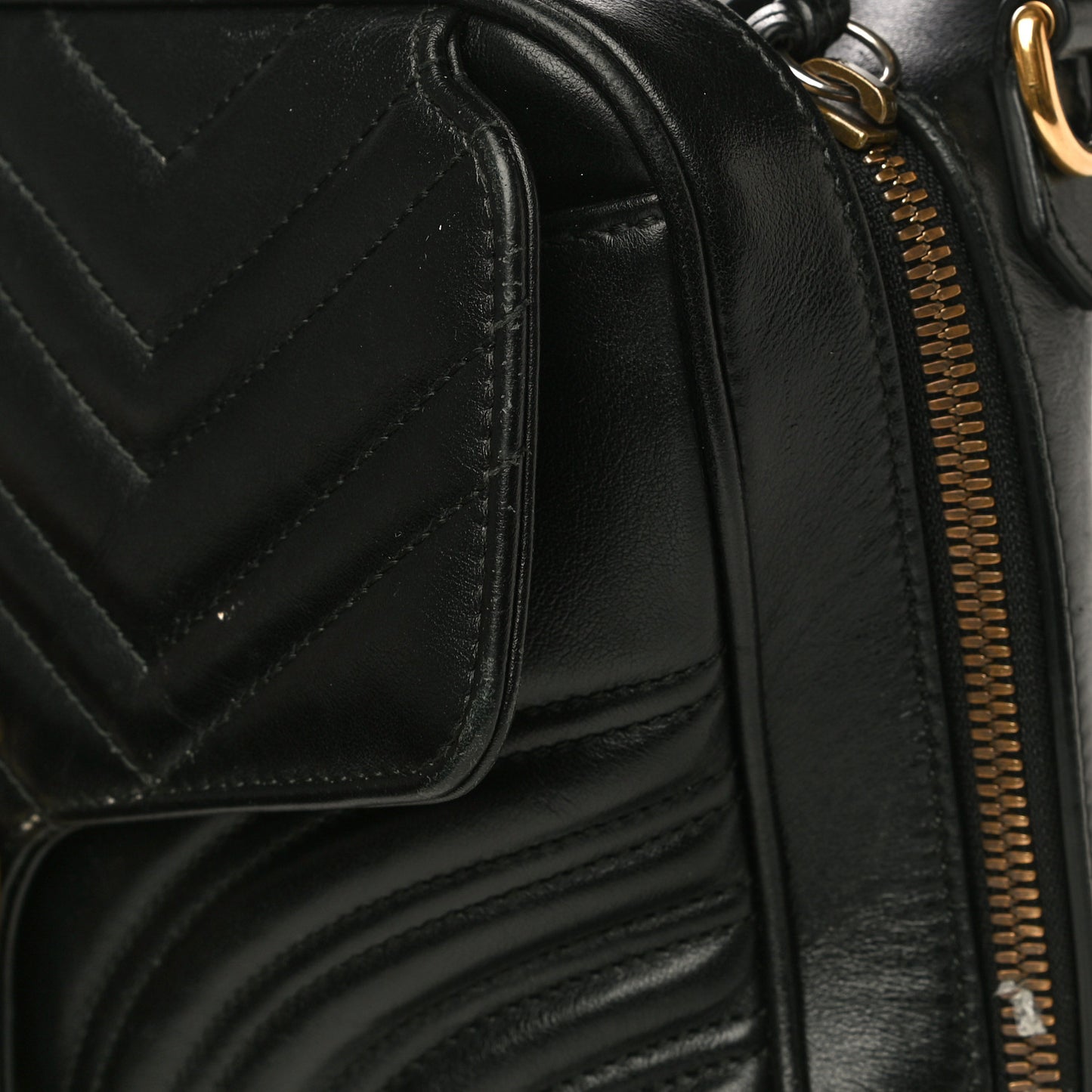 Calfskin Matelasse Sylvie Web Small GG Marmont Top Handle Shoulder Bag Black