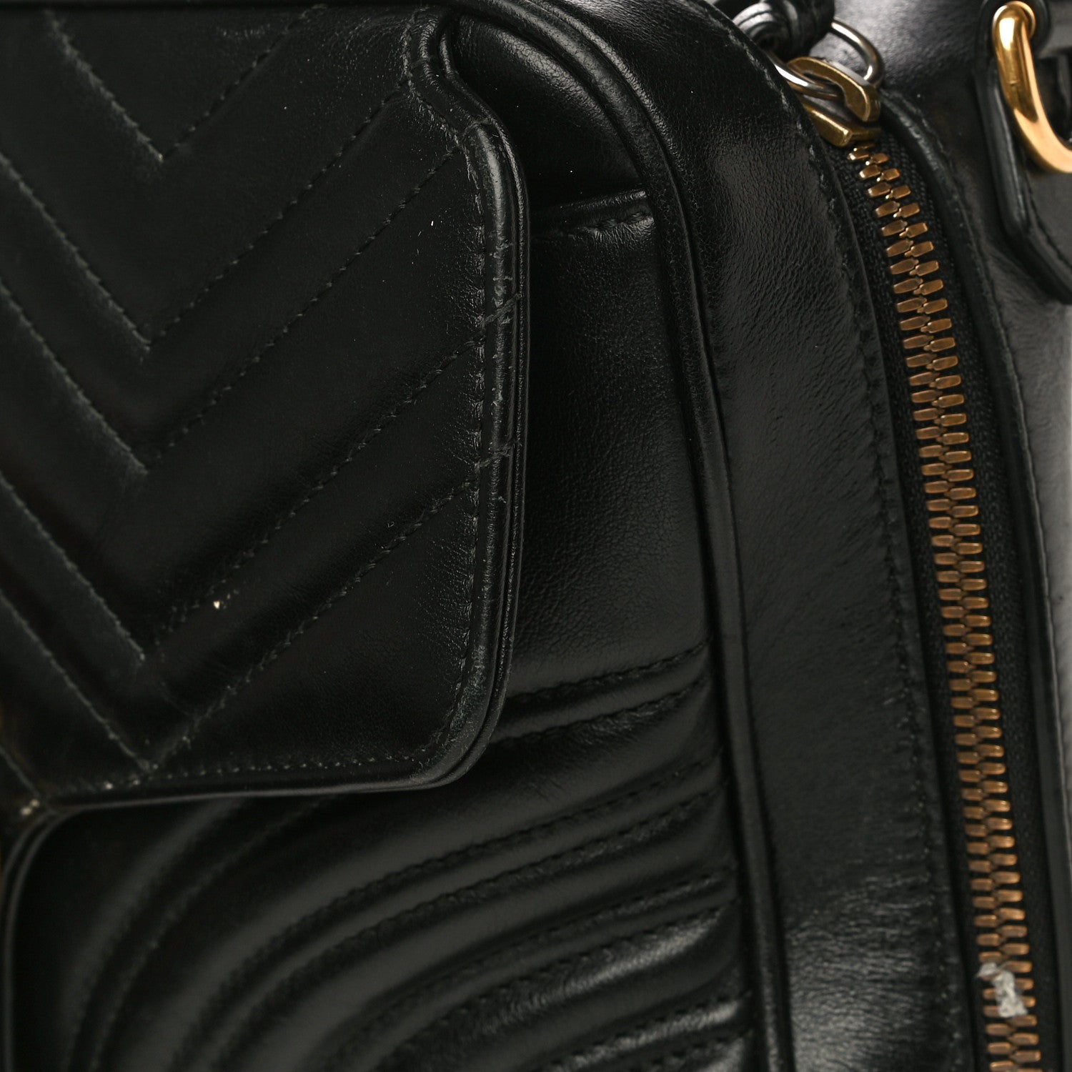 Gucci Calfskin Matelasse Sylvie Web Small GG Marmont Top Handle Shoulder Bag Black 26 of 31