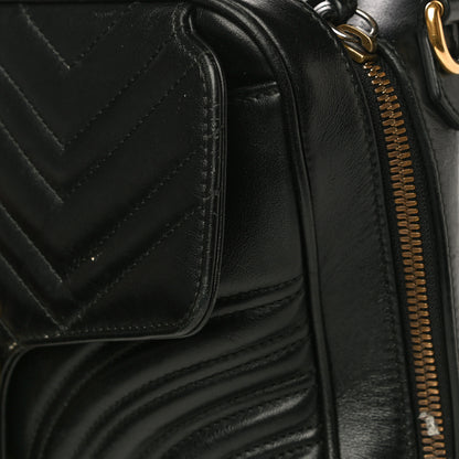 Gucci Calfskin Matelasse Sylvie Web Small GG Marmont Top Handle Shoulder Bag Black 26 of 31