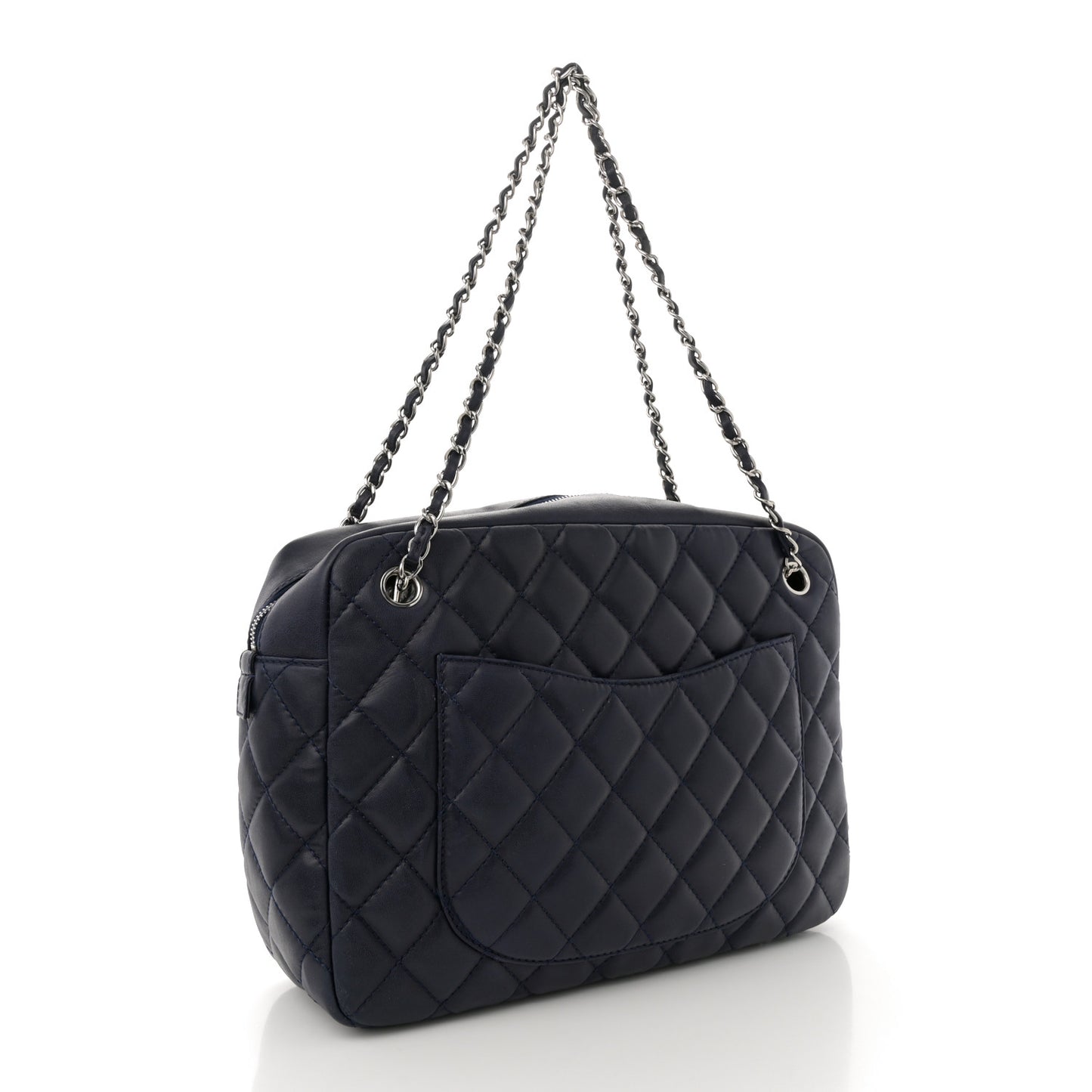 Lambskin Quilted Large Camera Case Navy Blue Navy Blue