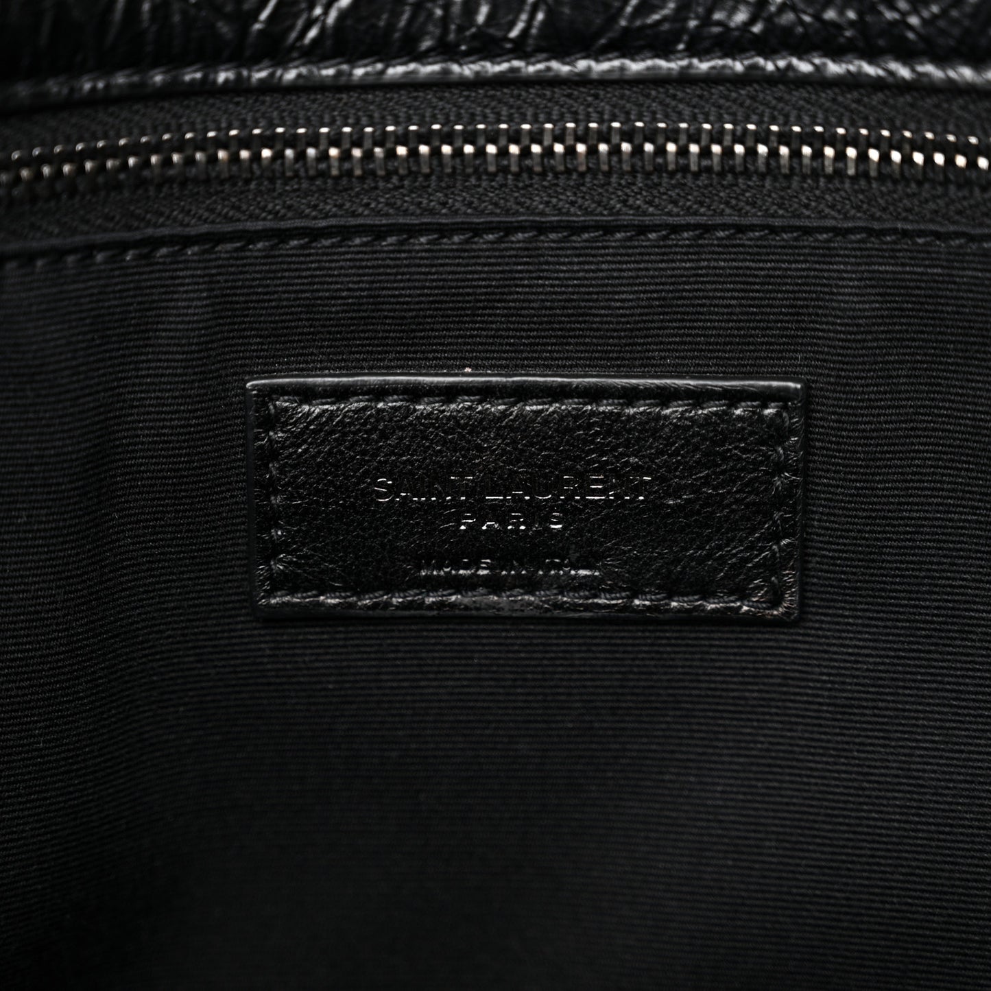 Crinkled Calfskin Matelasse Monogram Large Niki Chain Satchel Black