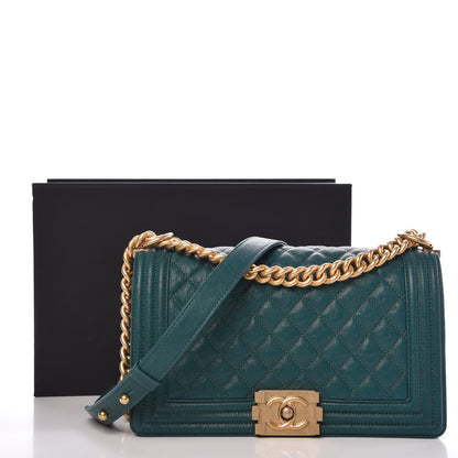 Chanel Caviar Quilted Medium Boy Flap Dark Green 8 of 8