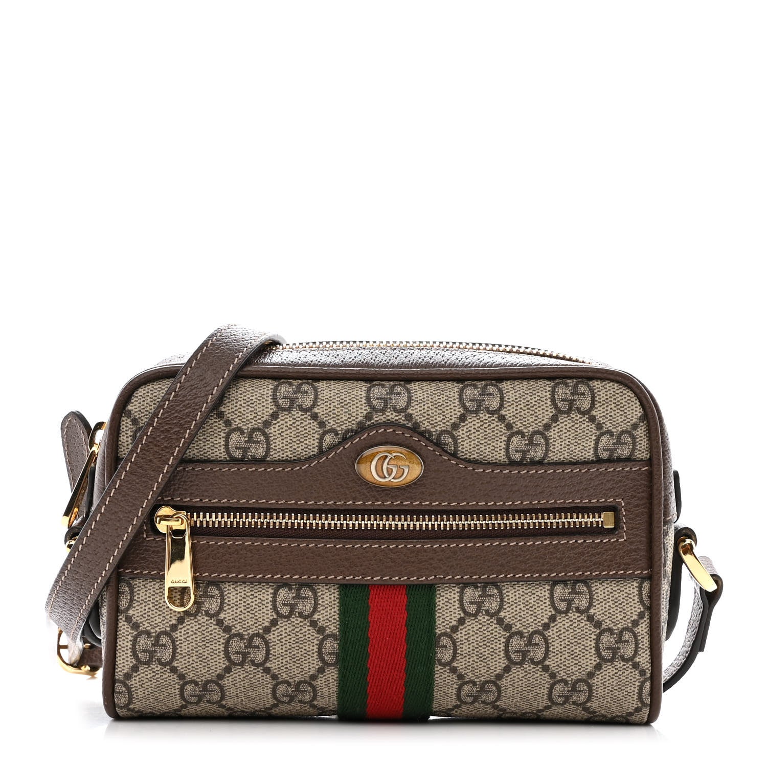 Gucci GG Supreme Monogram Web Mini Ophidia Shoulder Bag Brown 1 of 11