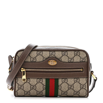 Gucci GG Supreme Monogram Web Mini Ophidia Shoulder Bag Brown 1 of 11