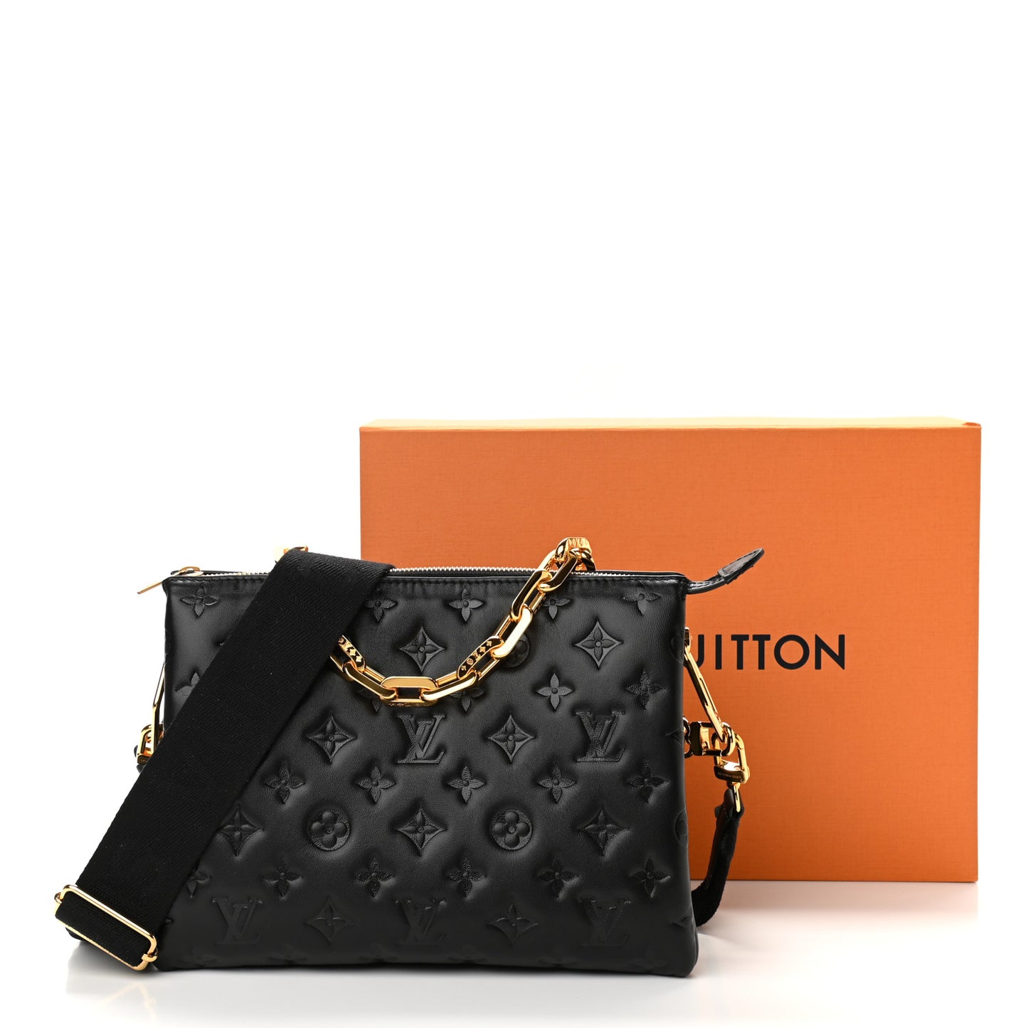 Lambskin Embossed Monogram Coussin PM Black