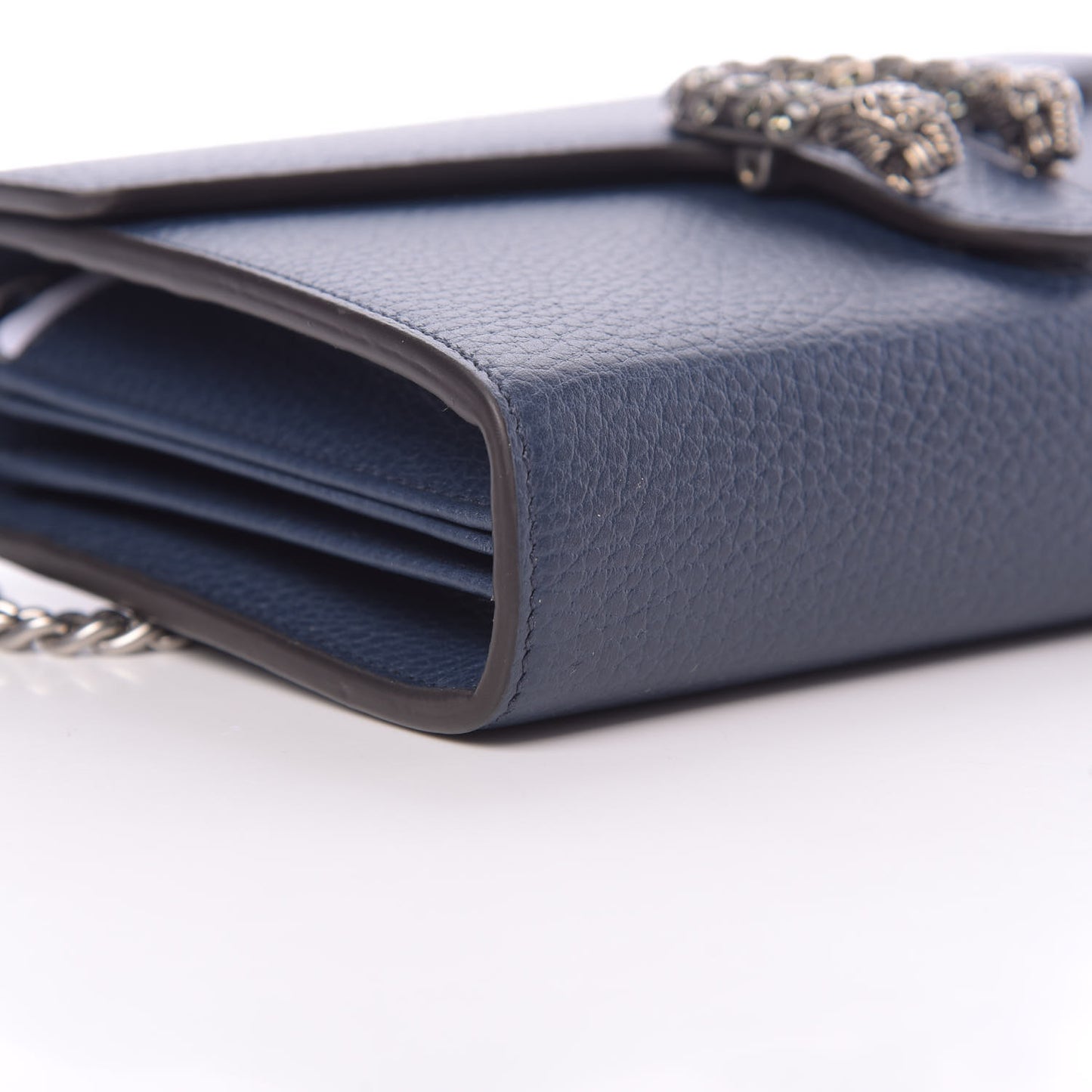 Dollar Calfskin Crystal Mini Dionysus Chain Wallet Blue Agata Black Diamond