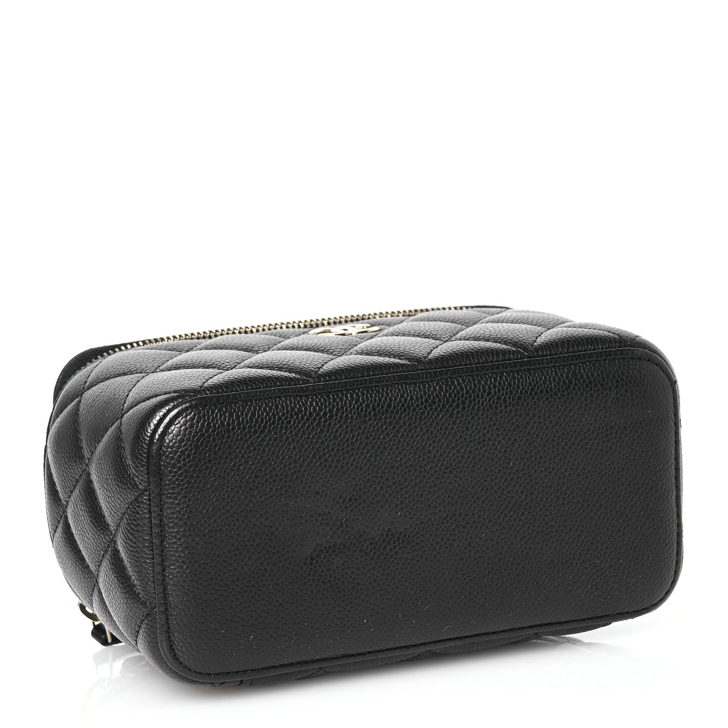 Caviar Quilted Small Tiny CC Vanity Case With Chain Black