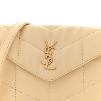Saint Laurent Lambskin Quilted Toy Loulou Puffer Monogram Chain Satchel  Jaune Pale 8 of 11