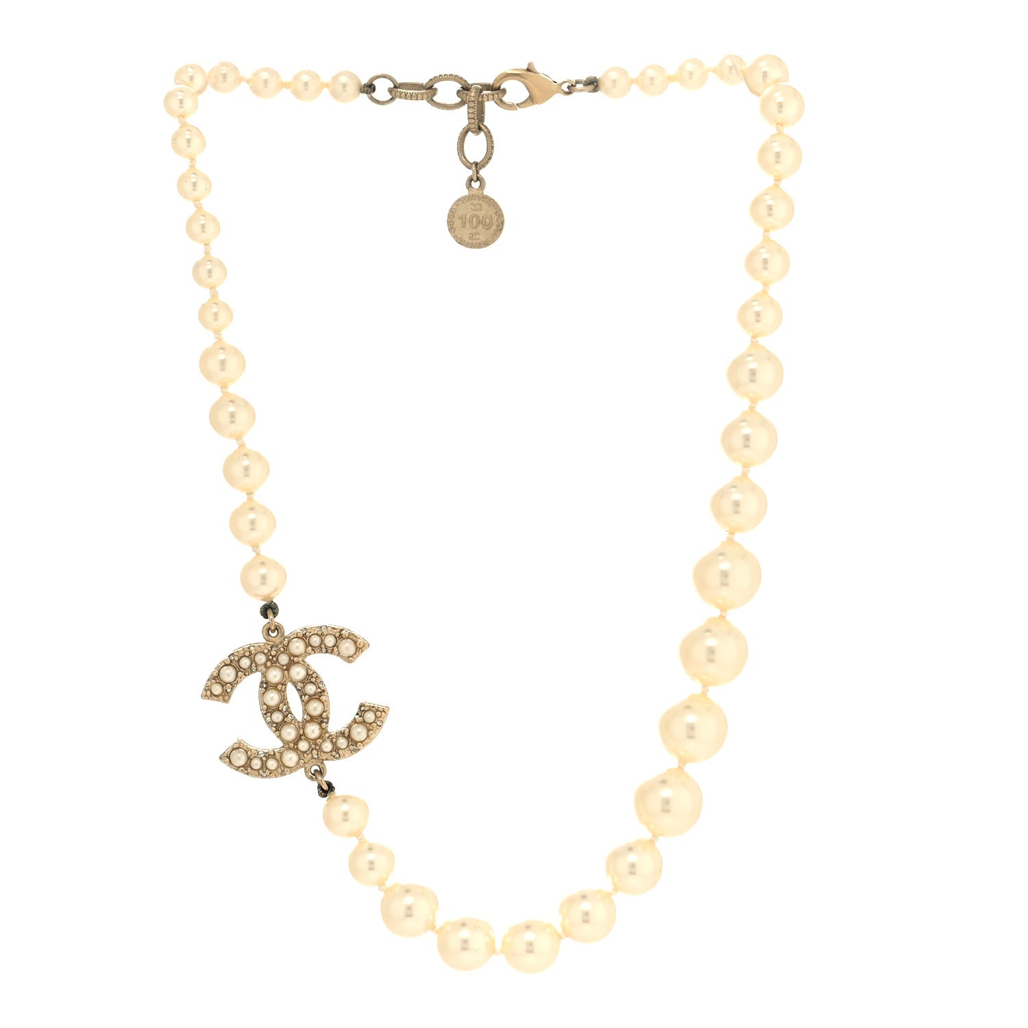 Chanel Pearl CC 100th Anniversary Necklace Light Gold 3 of 5