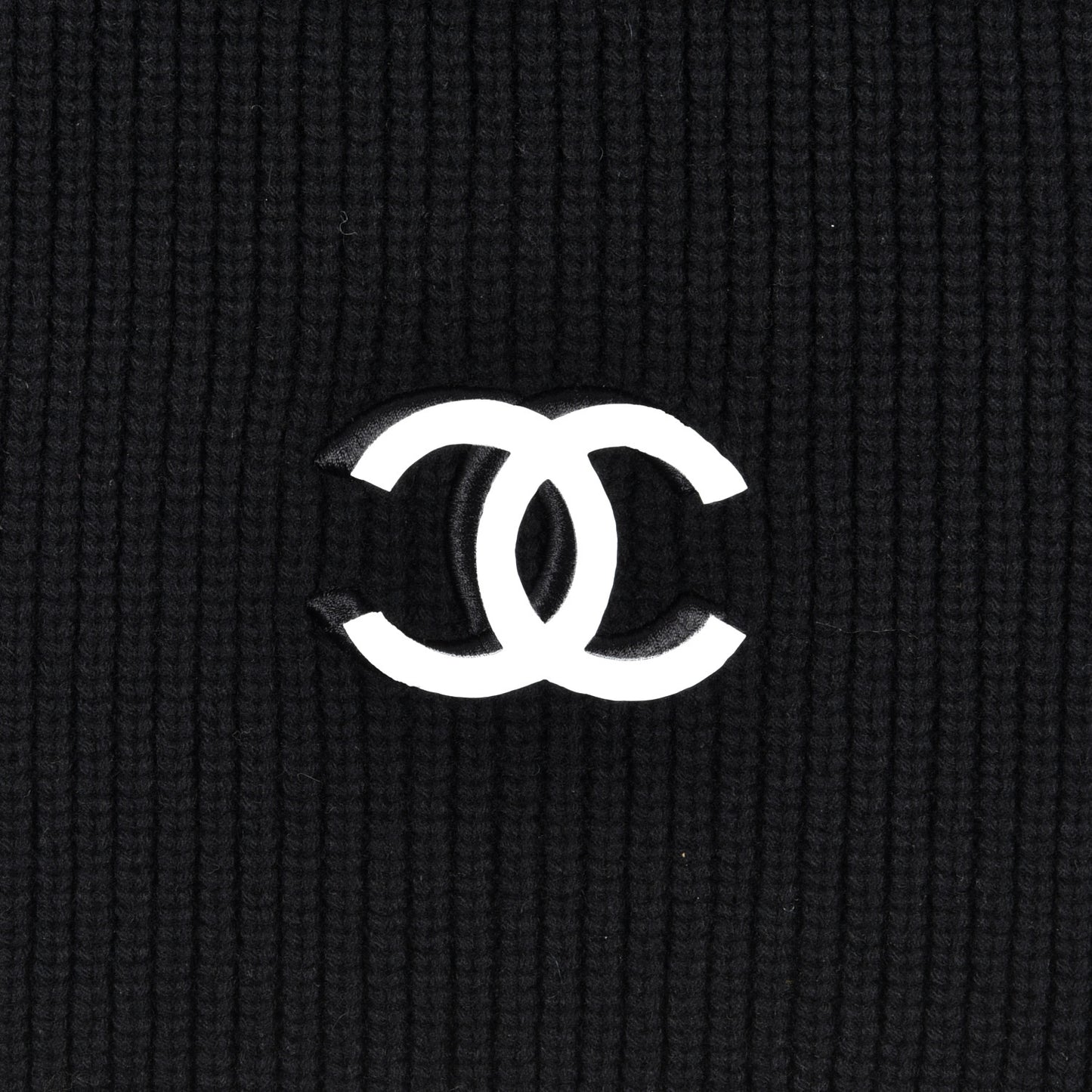 Wool Cashmere CC Scarf Black White