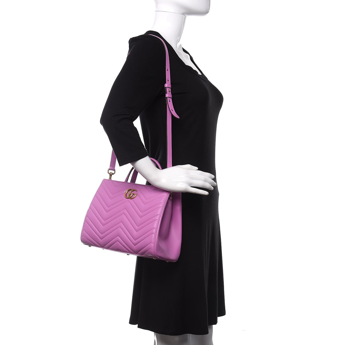 Calfskin Matelasse Small GG Marmont Tote Candy Mousse