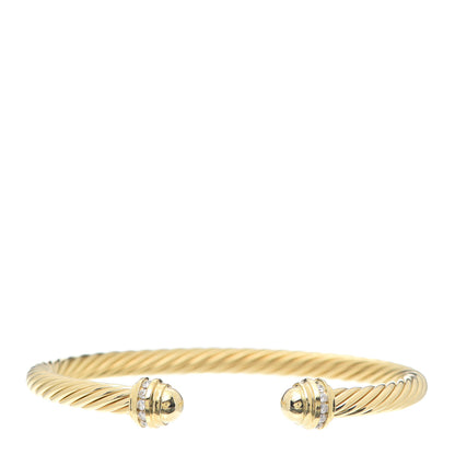 David Yurman 18K Yellow Gold Diamond 5mm Cable Classics Dome Bracelet 1 of 5
