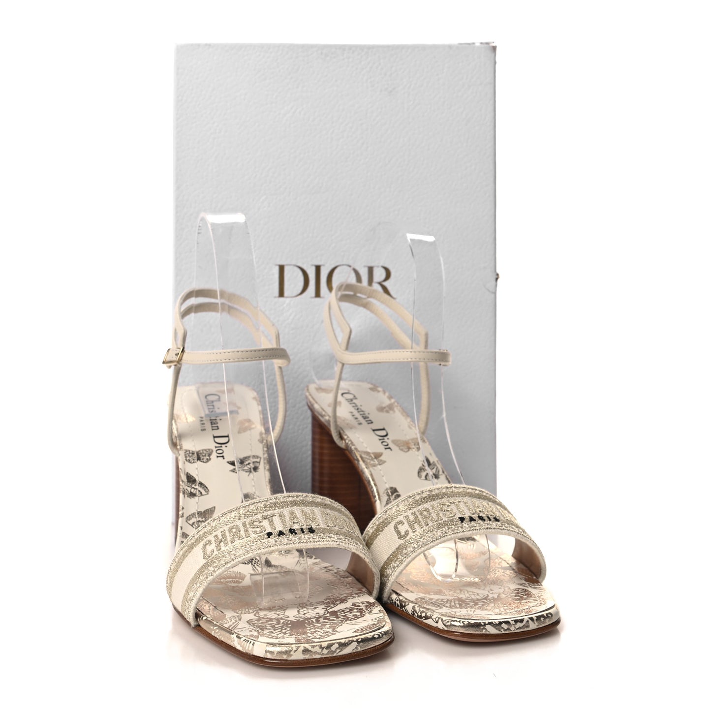 Canvas Lurex Embroidered Dway 80mm Sandals 38 White Gold