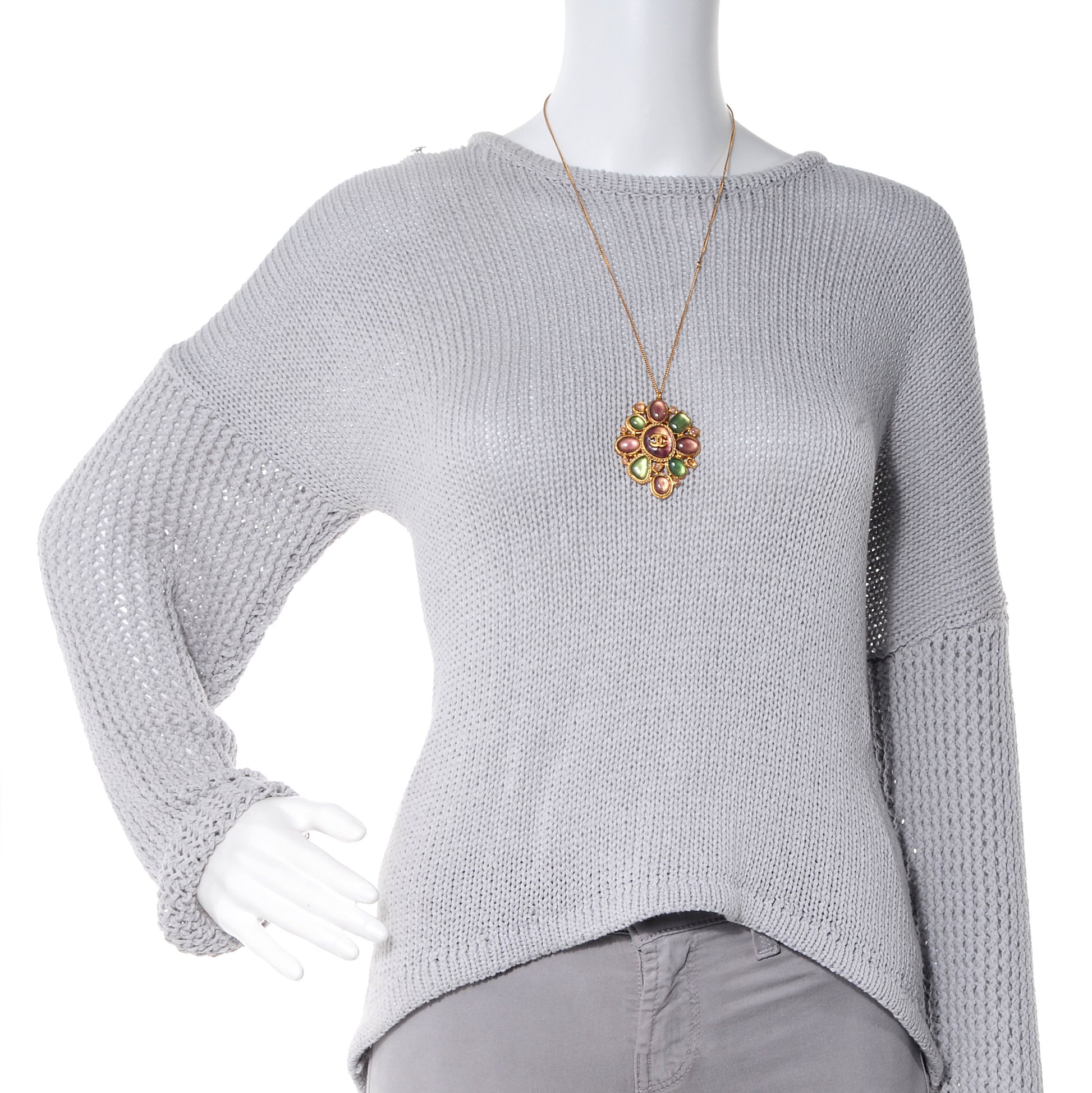 Chanel Gripoix Poured Glass CC Necklace Gold 2 of 5