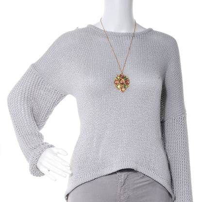 Chanel Gripoix Poured Glass CC Necklace Gold 2 of 5