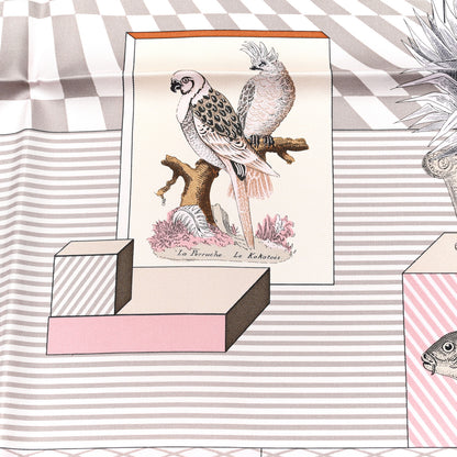 Hermes Silk Grand Theatre Nouveau Scarf 90 Rose Pale Etoupe 3 of 8