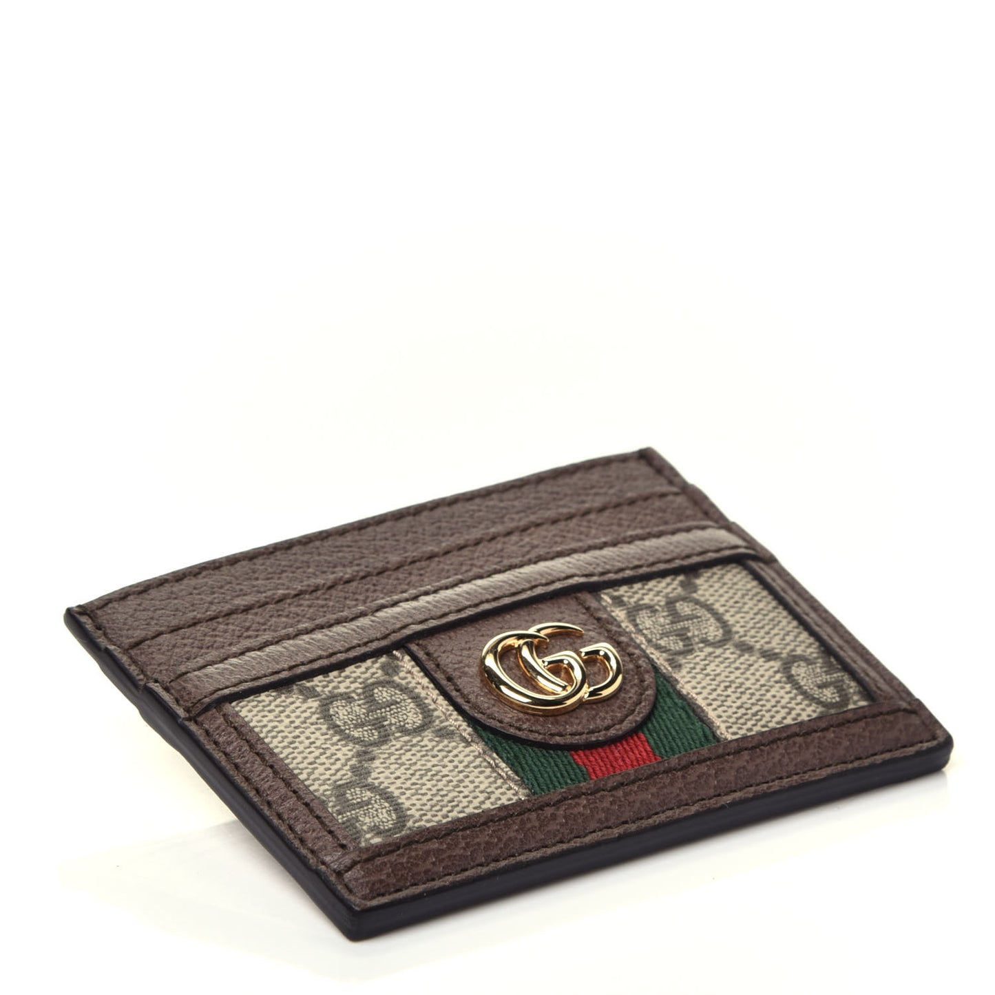 GG Supreme Monogram Ophidia Card Holder Brown