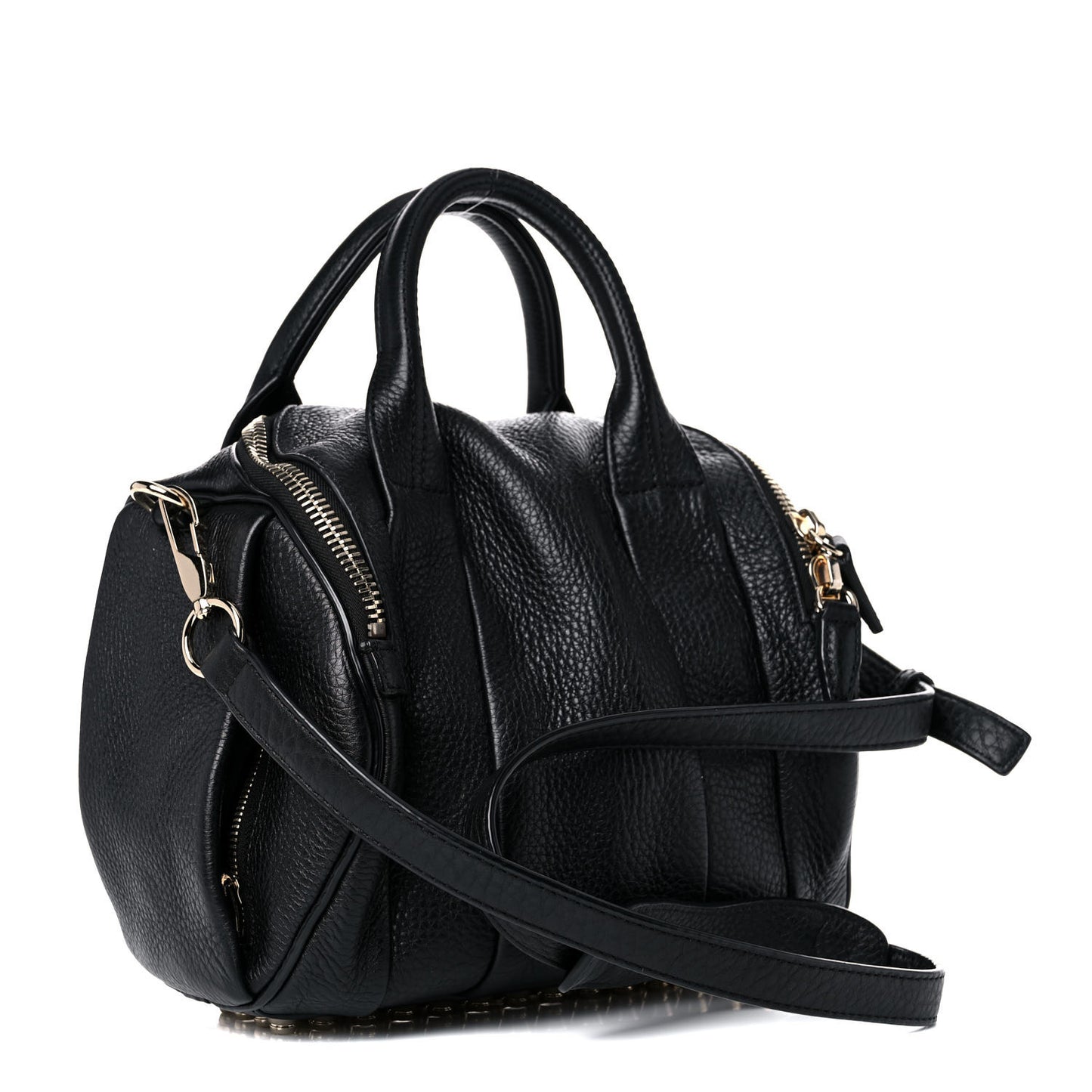 Pebbled Lambskin Mini Rockie Black Pale Gold Hardware