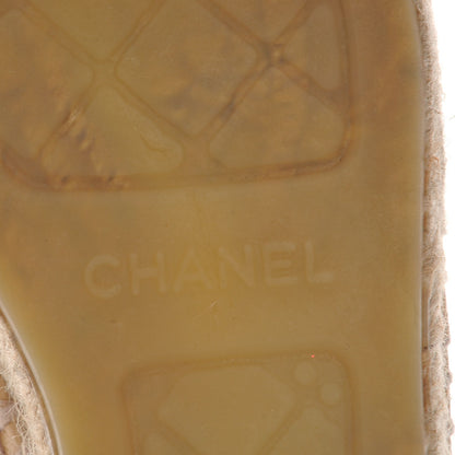 Chanel Lambskin CC Espadrilles 38 Beige Black 8 of 10