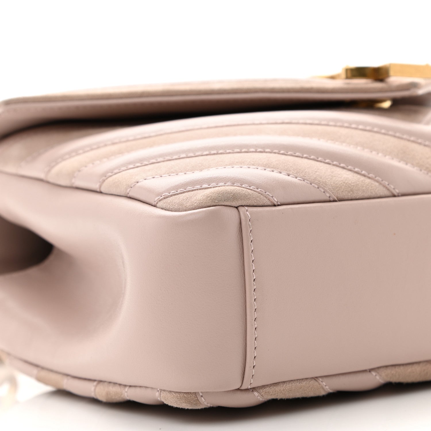Saint Laurent Calfskin Suede Matelasse Chevron Medium Monogram College Bag Rose Poudre 10 of 13