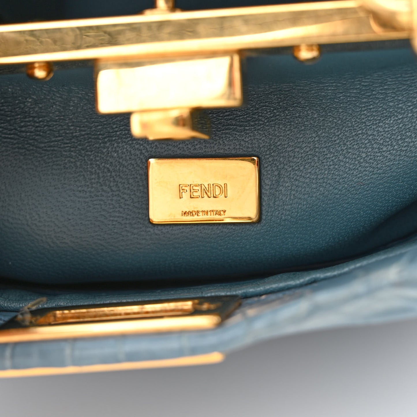 Shiny Crocodile Shiny Nappa Micro Peekaboo Iconic Satchel Blue