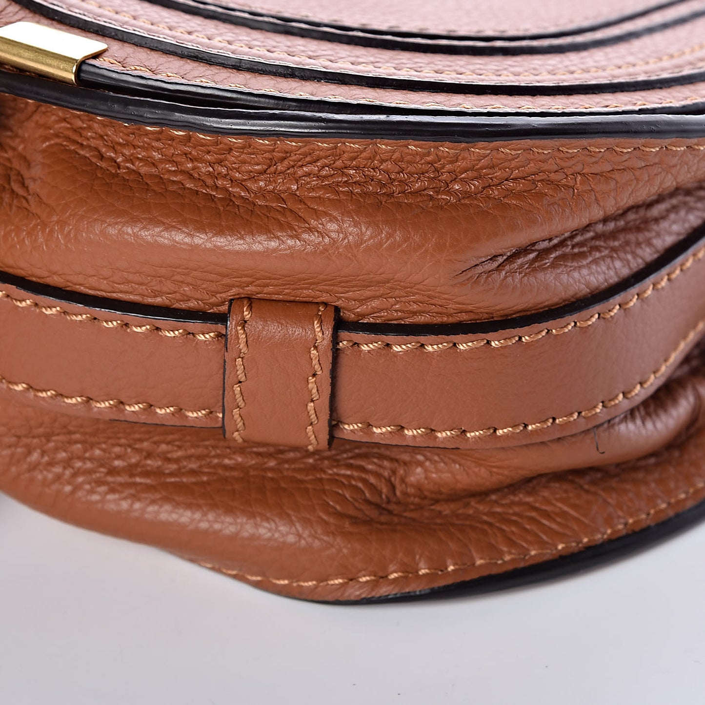 Calfskin Mini Marcie Round Crossbody Bag Mustard Brown