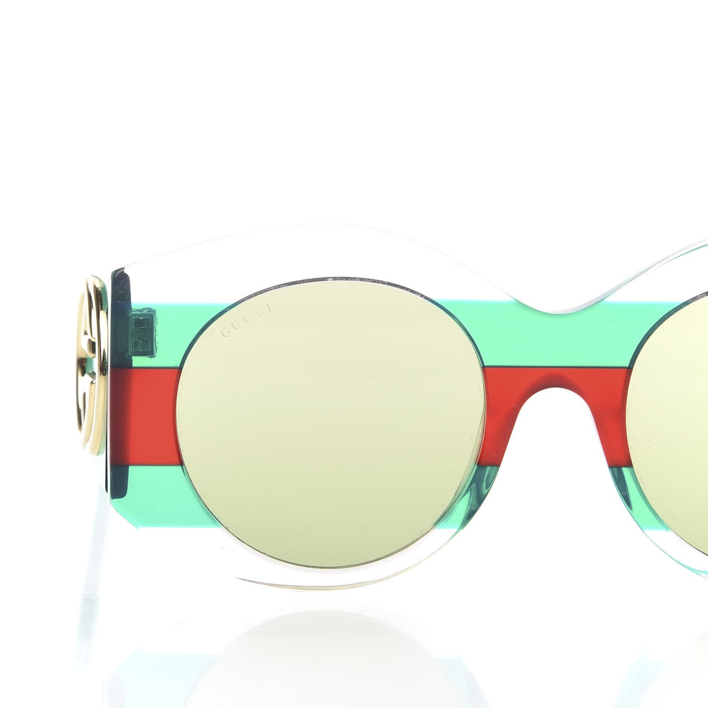 Acetate Round Frame Sunglasses GG0177S Green Red