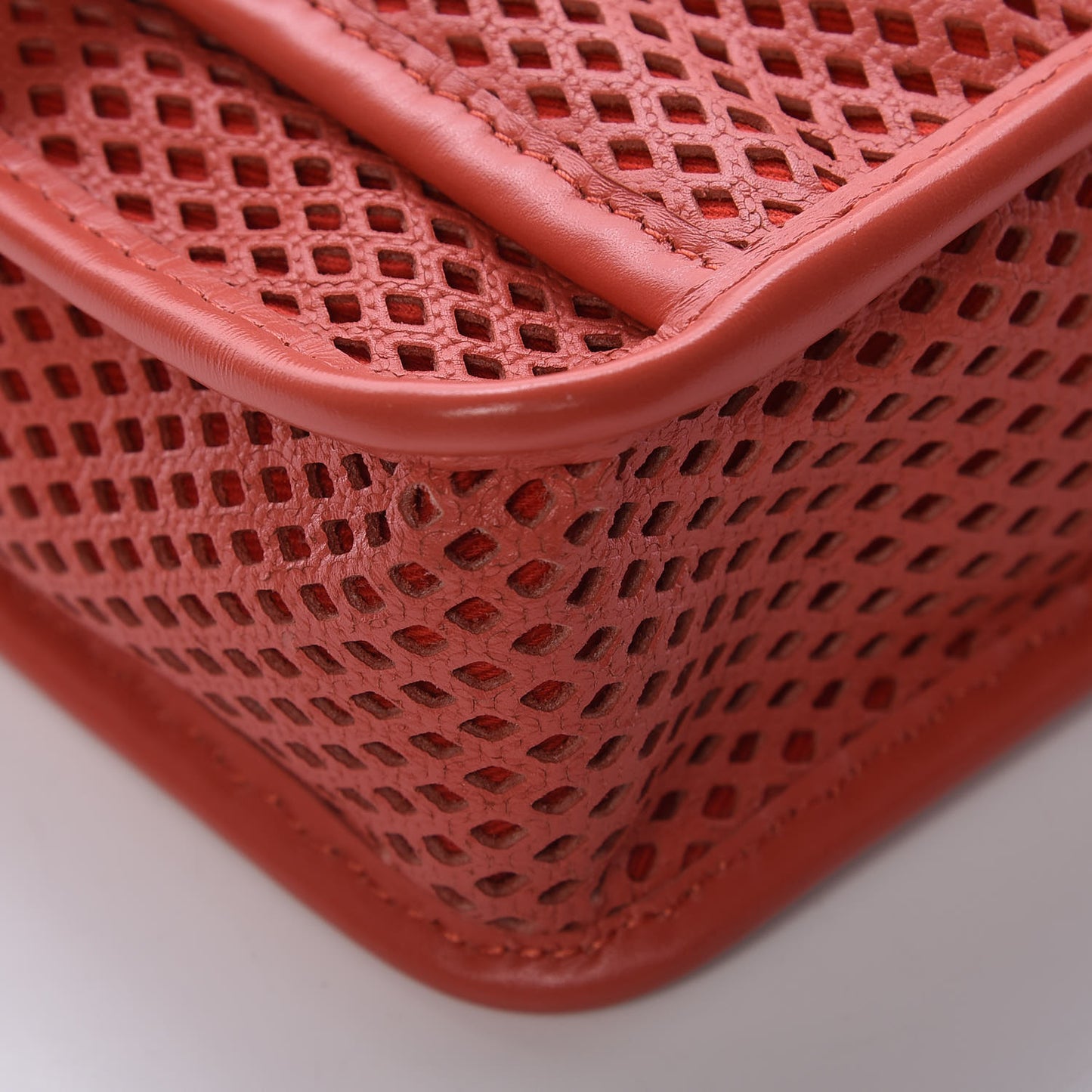 Perforated Calfskin Small Up In The Air Flap Red