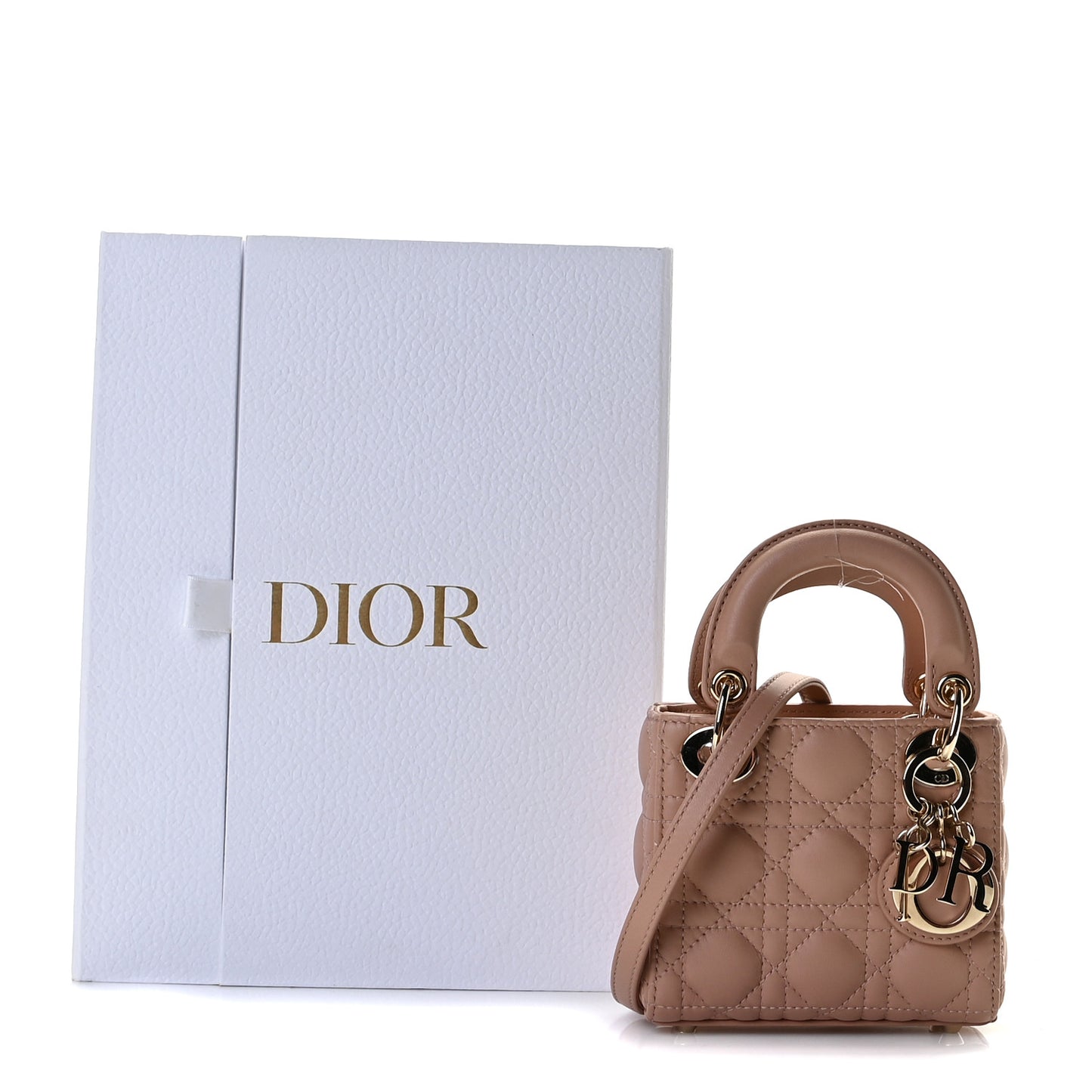 Lambskin Cannage Micro Lady Dior Rose De Vents