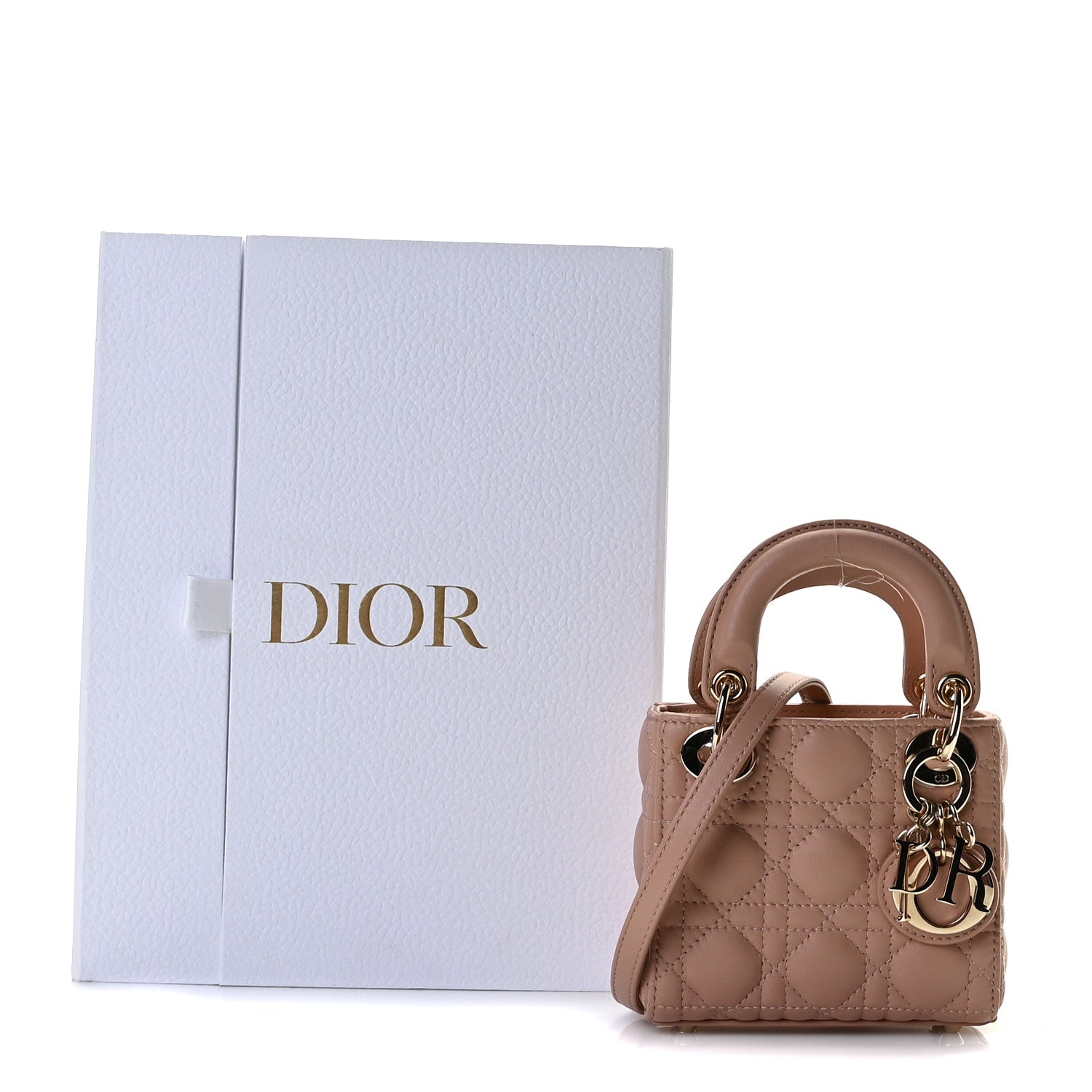 Christian Dior Lambskin Cannage Micro Lady Dior Rose De Vents 9 of 9
