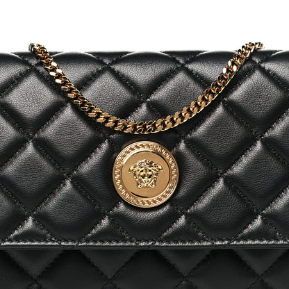 Versace Lambskin Quilted Medusa Wallet On Chain Crossbody Black 7 of 9