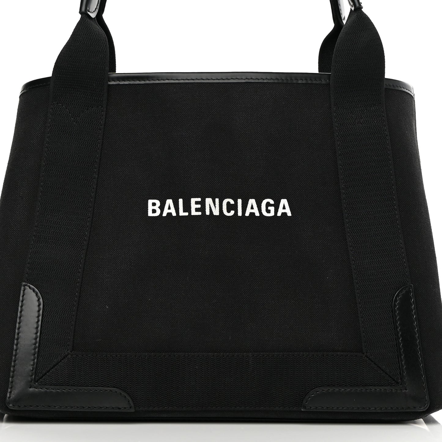 Cotton Canvas Calfskin S Navy Cabas Black