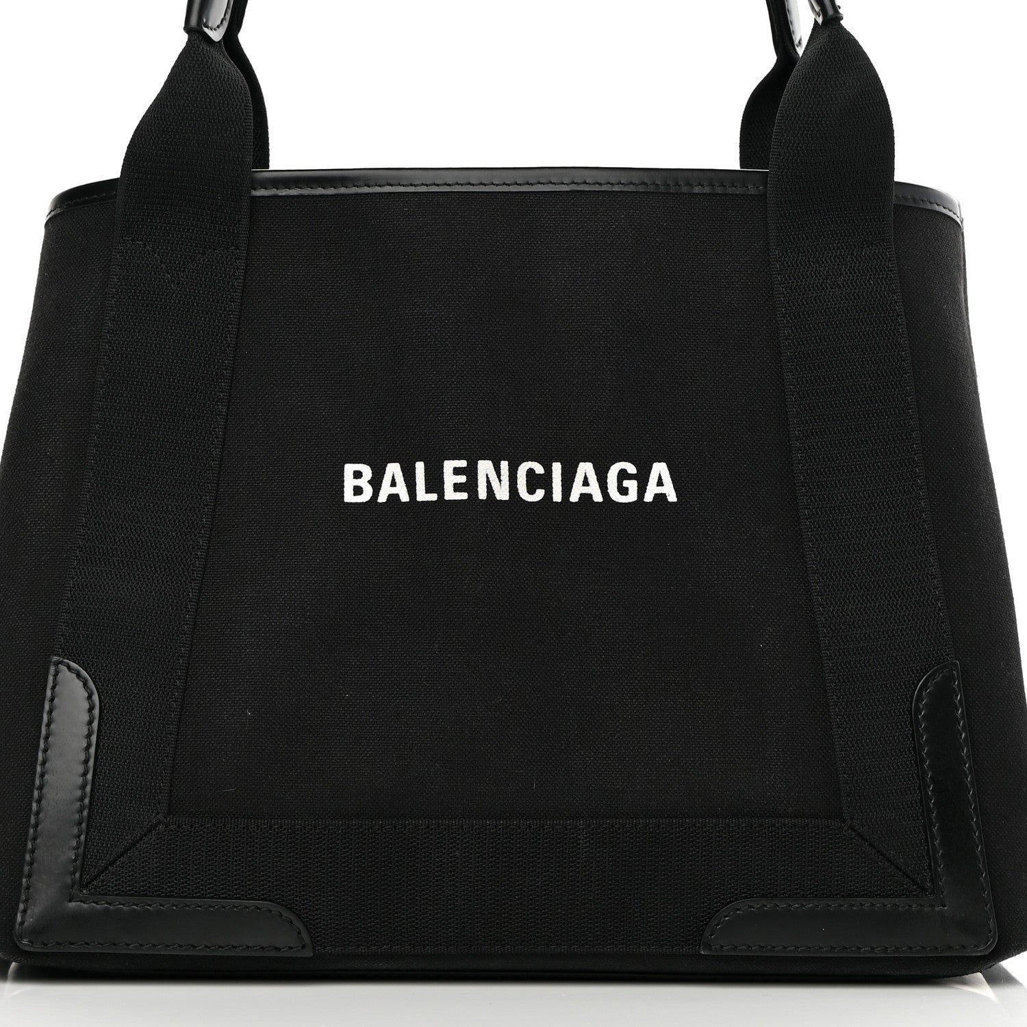 Balenciaga Cotton Canvas Calfskin S Navy Cabas Black 9 of 15