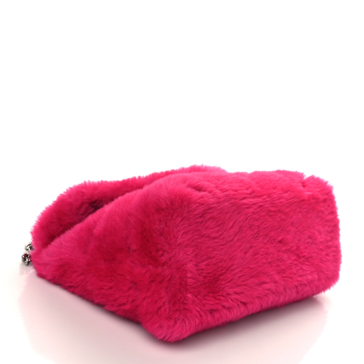Saint Laurent Merino Shearling Lambskin Quilted Small Loulou Puffer Monogram Chain Satchel Fuchsia 4 of 10