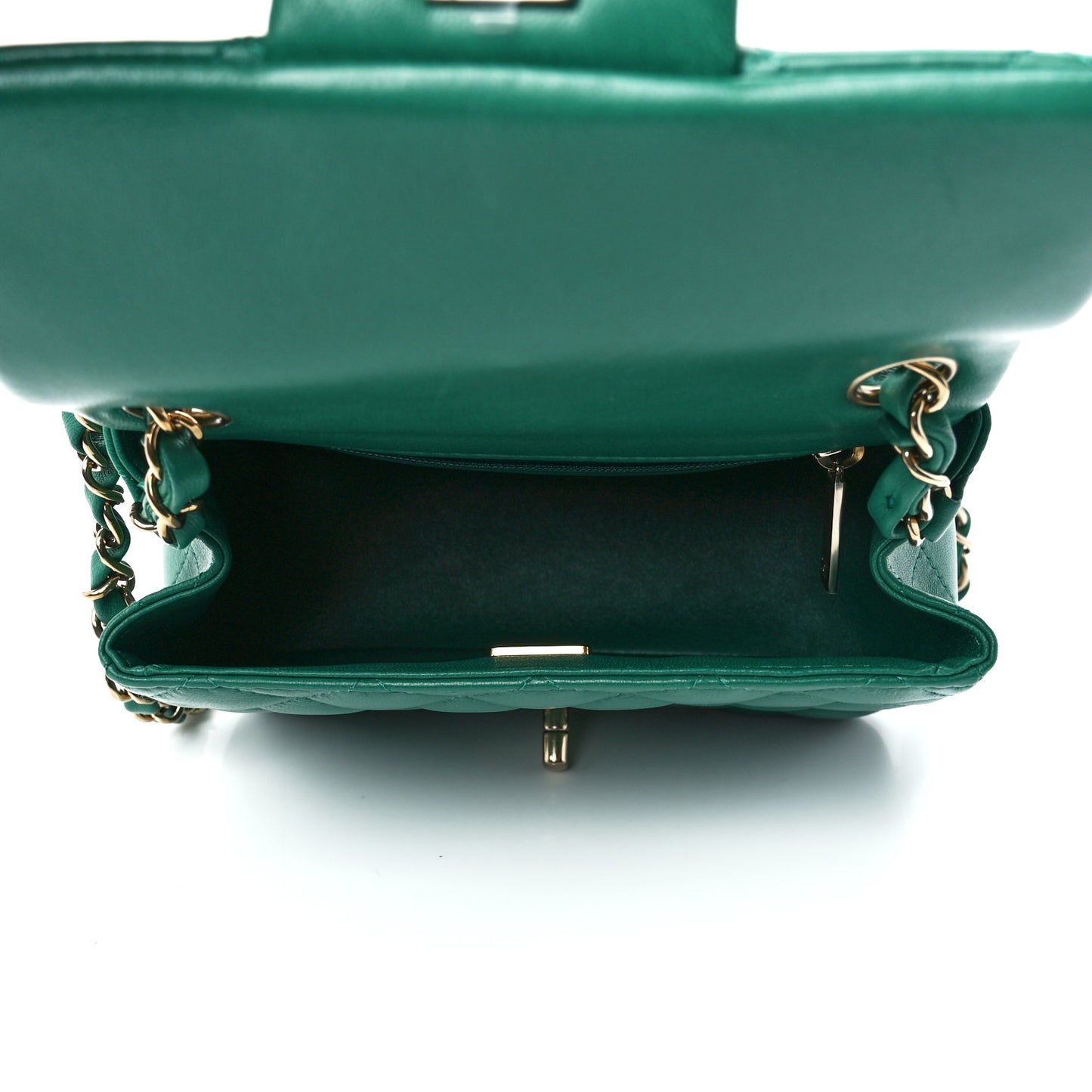Lambskin Quilted Mini Square Flap Green