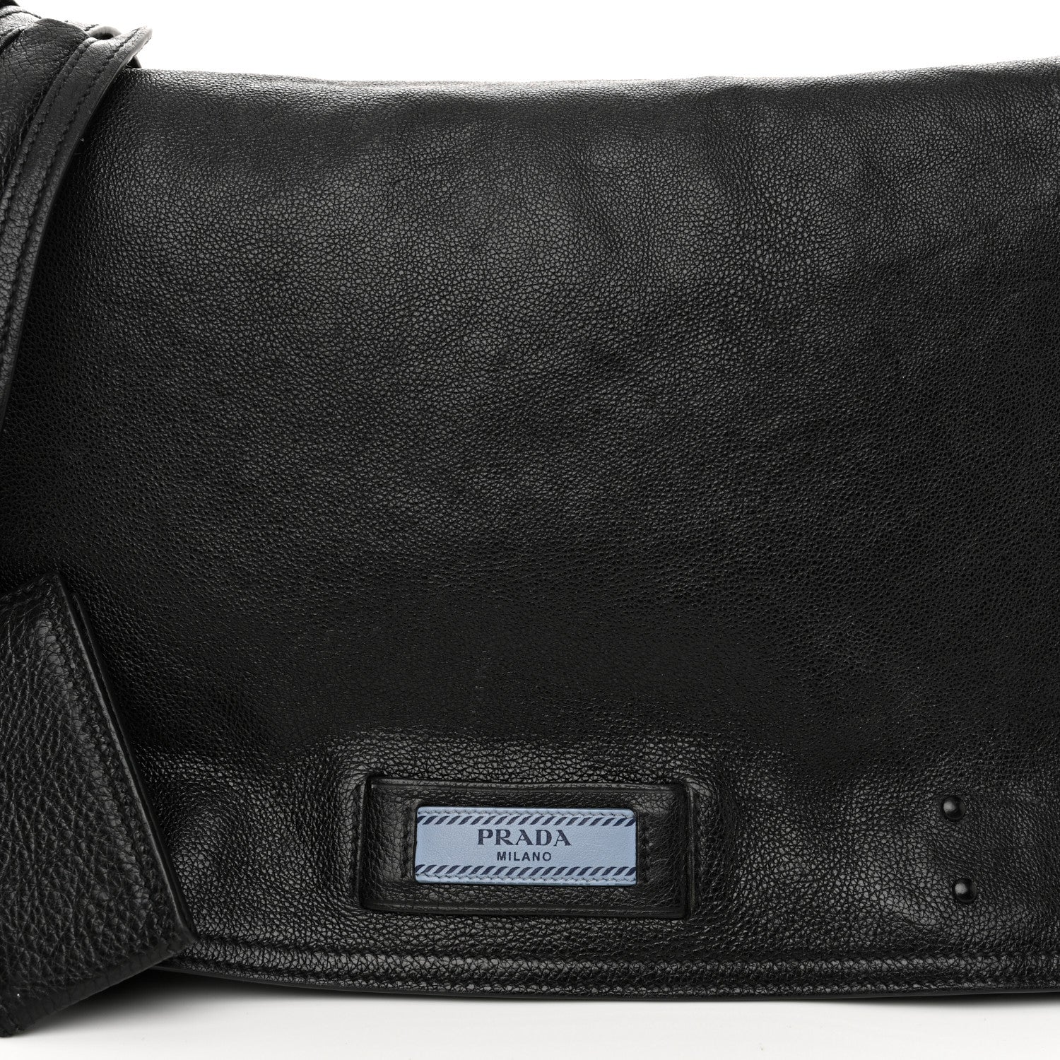 Prada Glace Calf Etiquette Flap Black Astrale 8 of 10