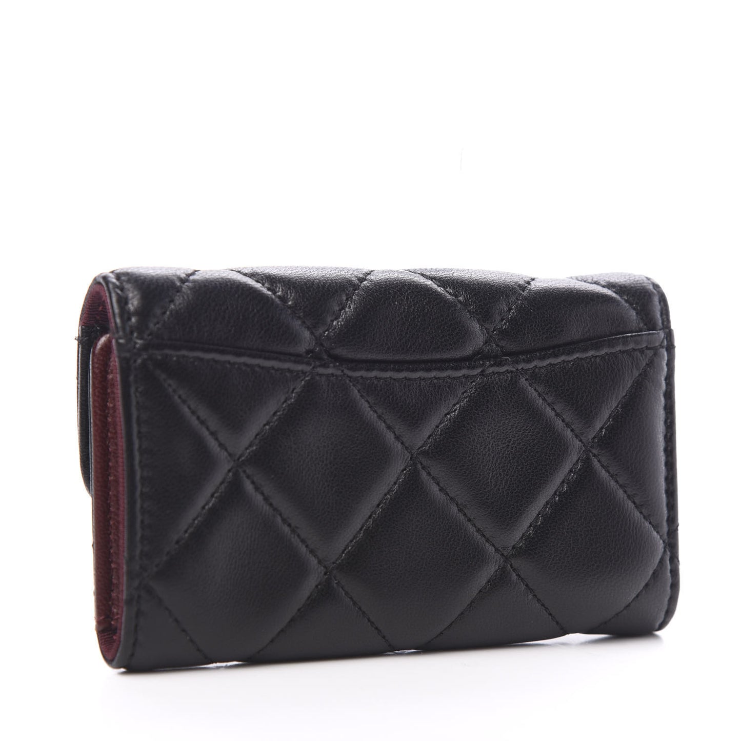 Lambskin Quilted 6 Key Holder Black