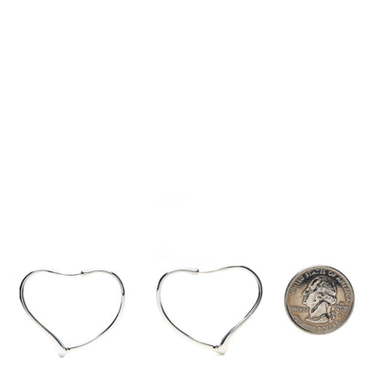 Tiffany Sterling Silver Small Elsa Peretti Open Heart Hoop Earrings 2 of 4