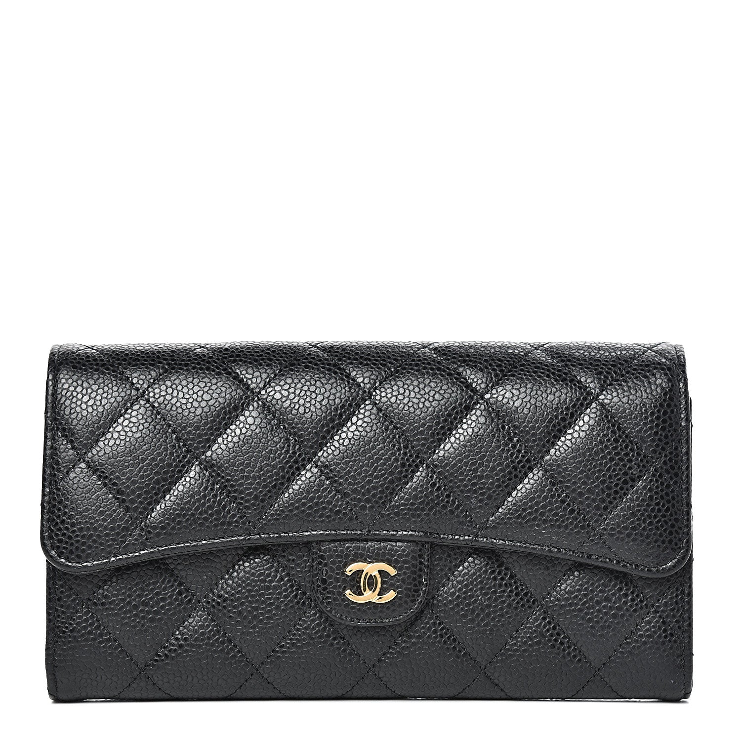 Chanel Caviar Quilted Large Gusset Flap Wallet Black 1 of 10