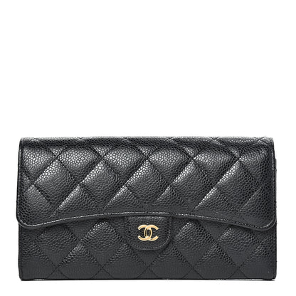 Chanel Caviar Quilted Large Gusset Flap Wallet Black 1 of 10