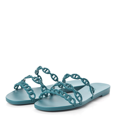Hermes TPU Rivage Sandals 37 Vert d'Ete 3 of 7