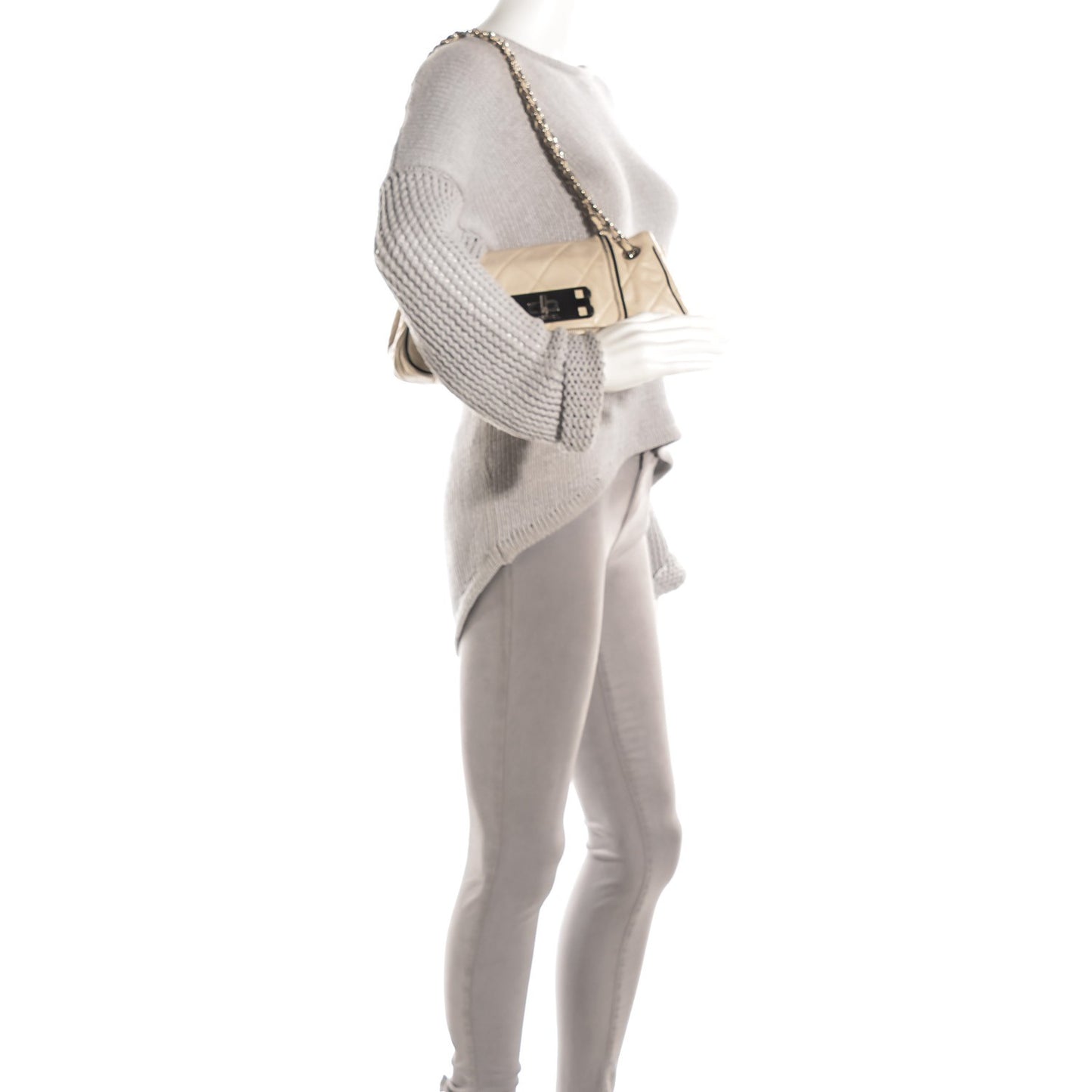 Lambskin Quilted East West Accordion White